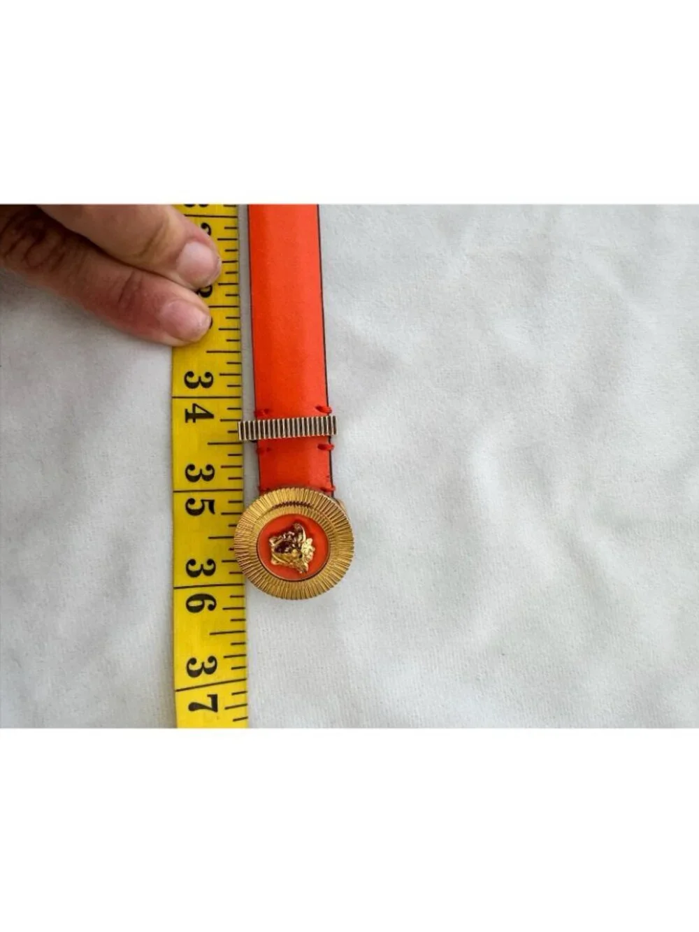 NWT Authentic Versace Leather Belt Medusa Buckle Orange Luxury Designer